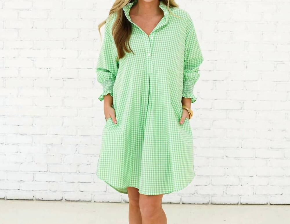 NEW CARYN LAWN kimberly opposite gingham mini dress in green